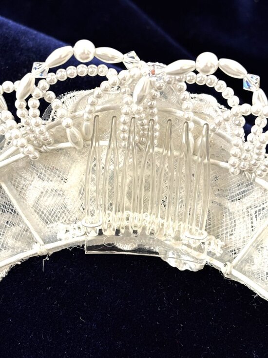 Bridal Beaded Floral White Crown Base Headband Frame EUC